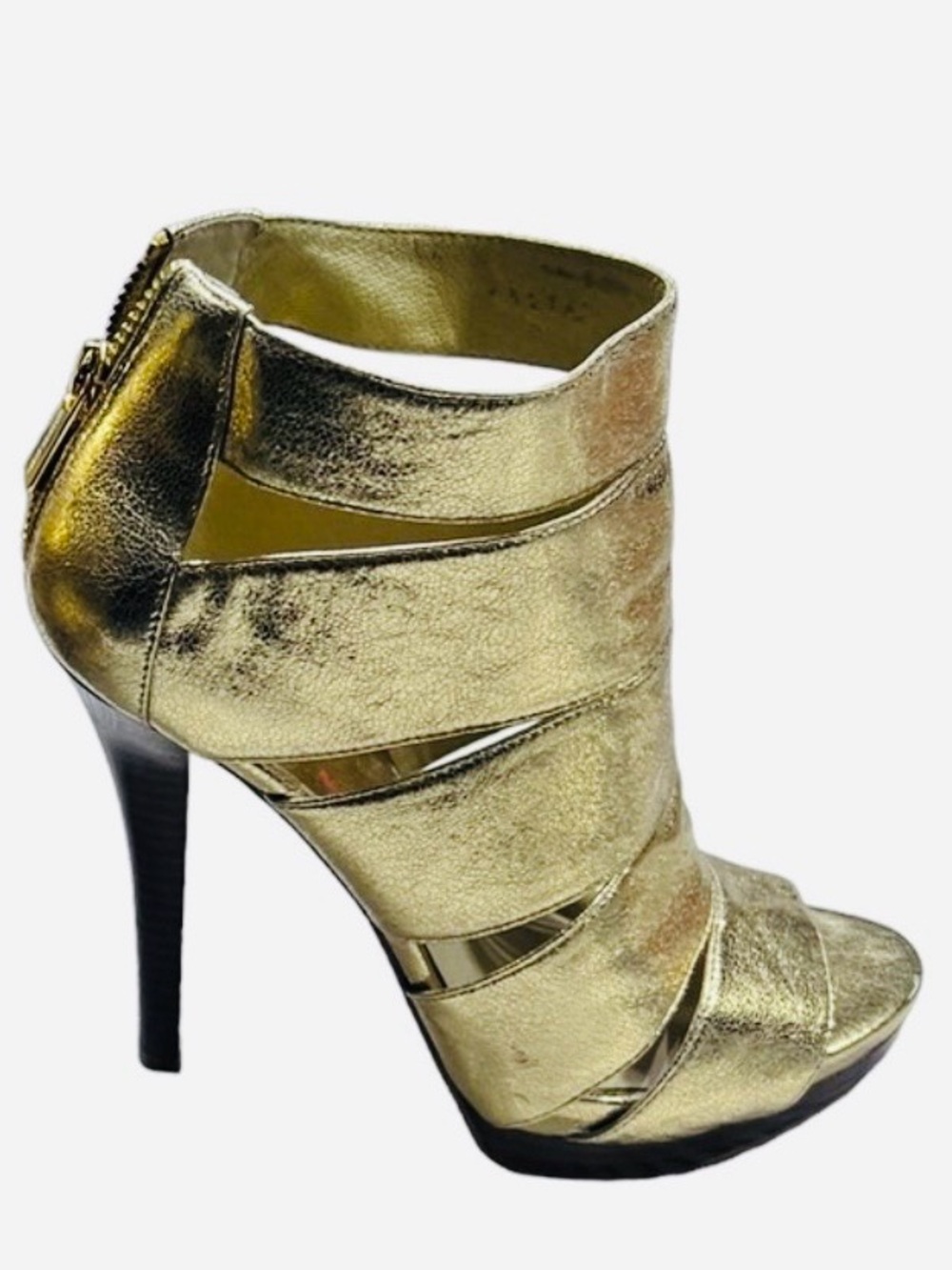 MICHAEL Michael Kors ✨GISELE✨ METALLIC GOLD LEATHER PLATFORM HEELS SIZE 10M